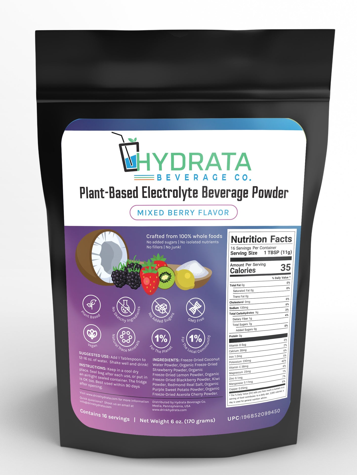 Hydrata Electrolyte Beverage Powder - Mixed Berry Flavor