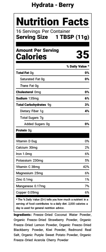 Hydrata Electrolyte Beverage Powder - Mixed Berry Flavor